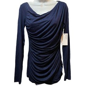 Dark blue draped long sleeve